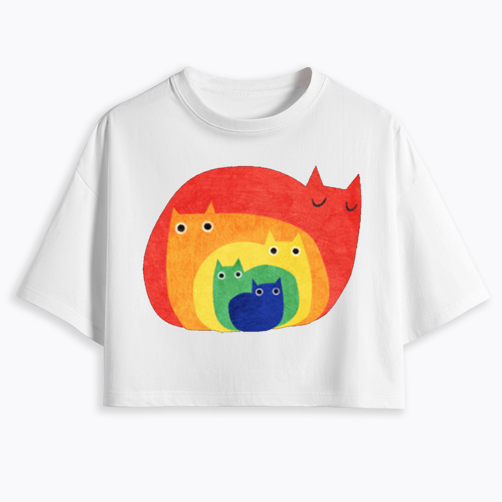 Rainbow Cats Cropped T-Shirt