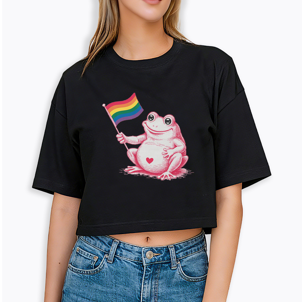 Rainbow Graphic Cropped T-Shirt