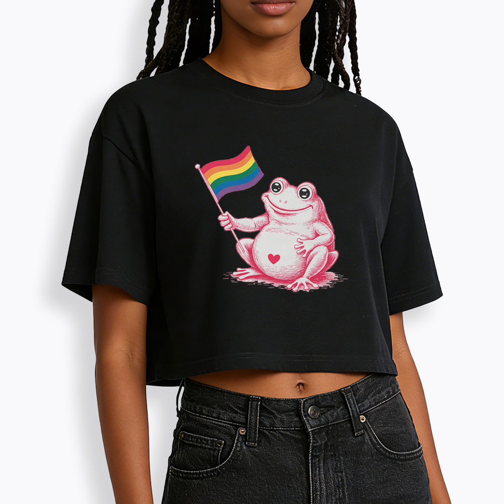 Rainbow Graphic Cropped T-Shirt