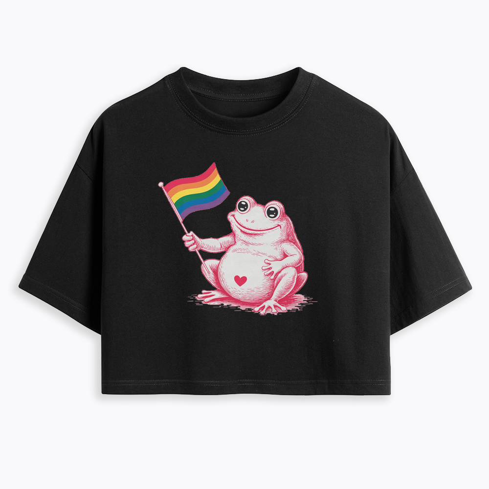 Rainbow Graphic Cropped T-Shirt