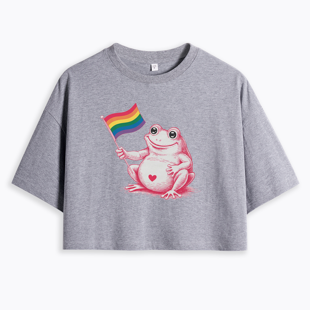 Rainbow Graphic Cropped T-Shirt