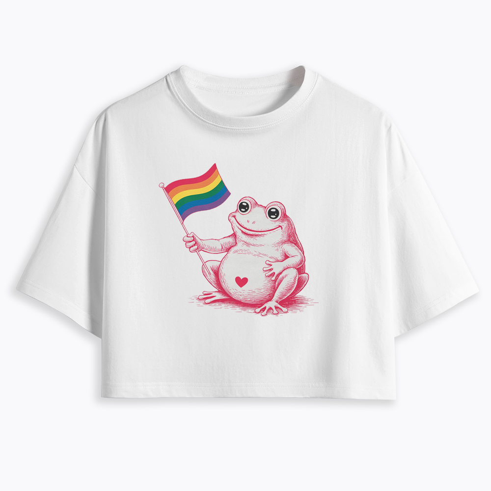 Rainbow Graphic Cropped T-Shirt