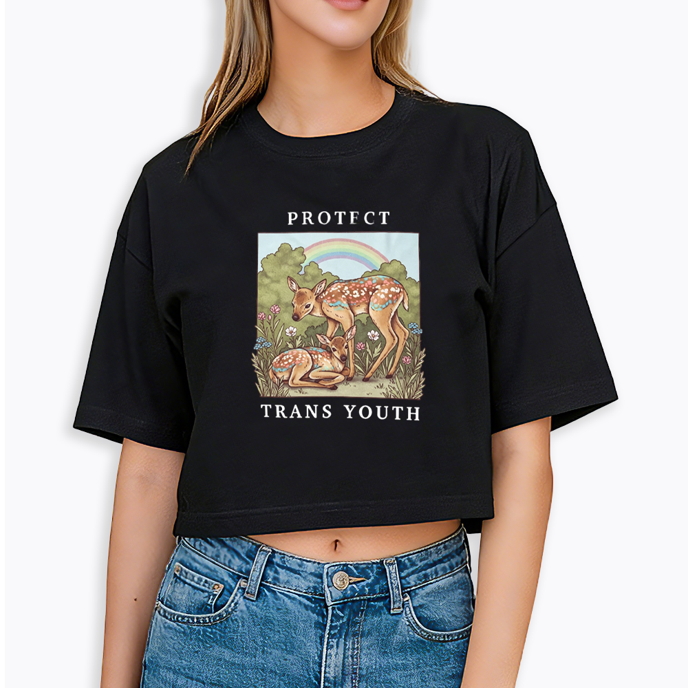 PROTECT TRANS YOUTH Queer LGBTQ Cropped T-Shirt