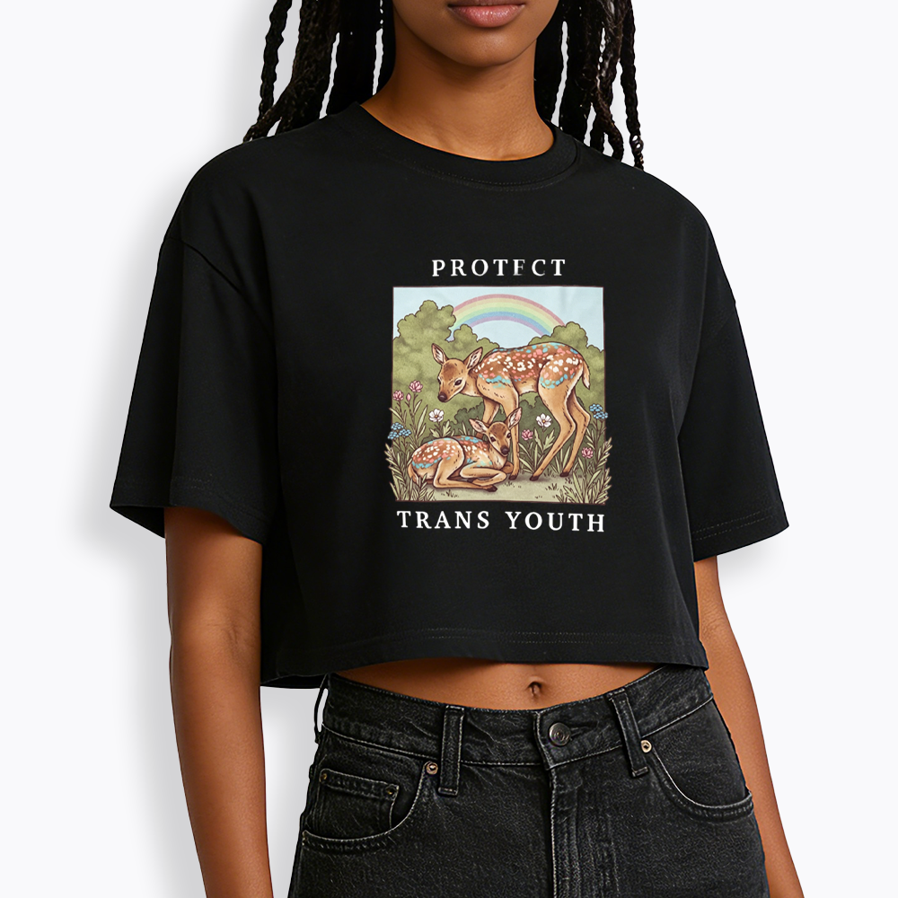 PROTECT TRANS YOUTH Queer LGBTQ Cropped T-Shirt