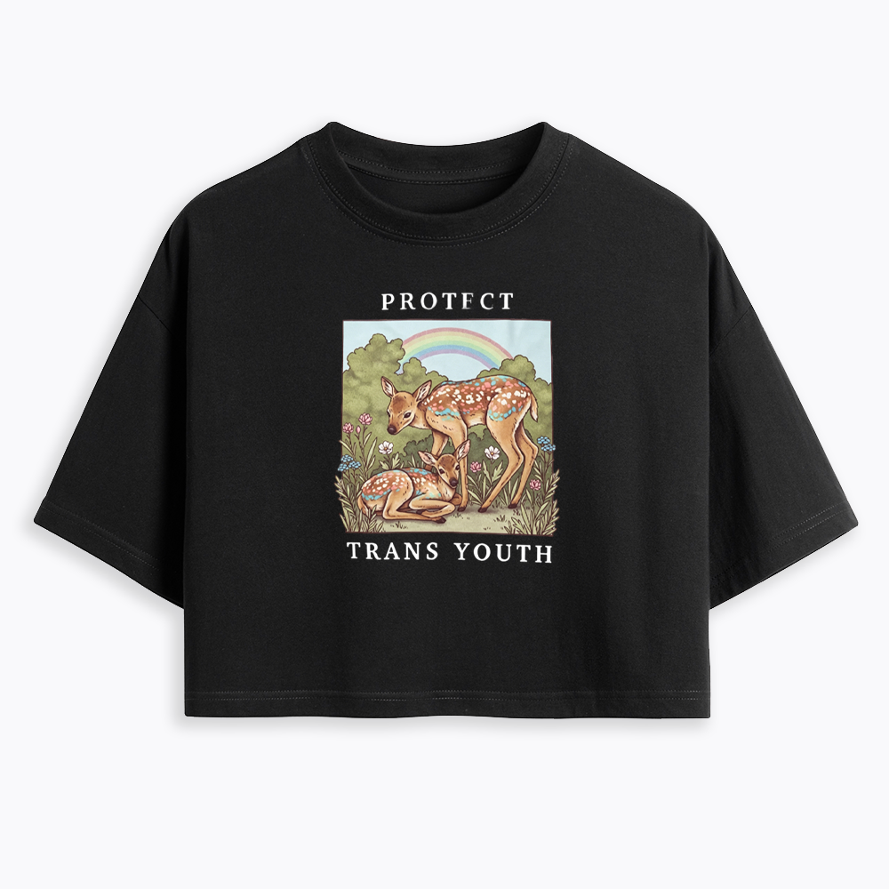 PROTECT TRANS YOUTH Queer LGBTQ Cropped T-Shirt