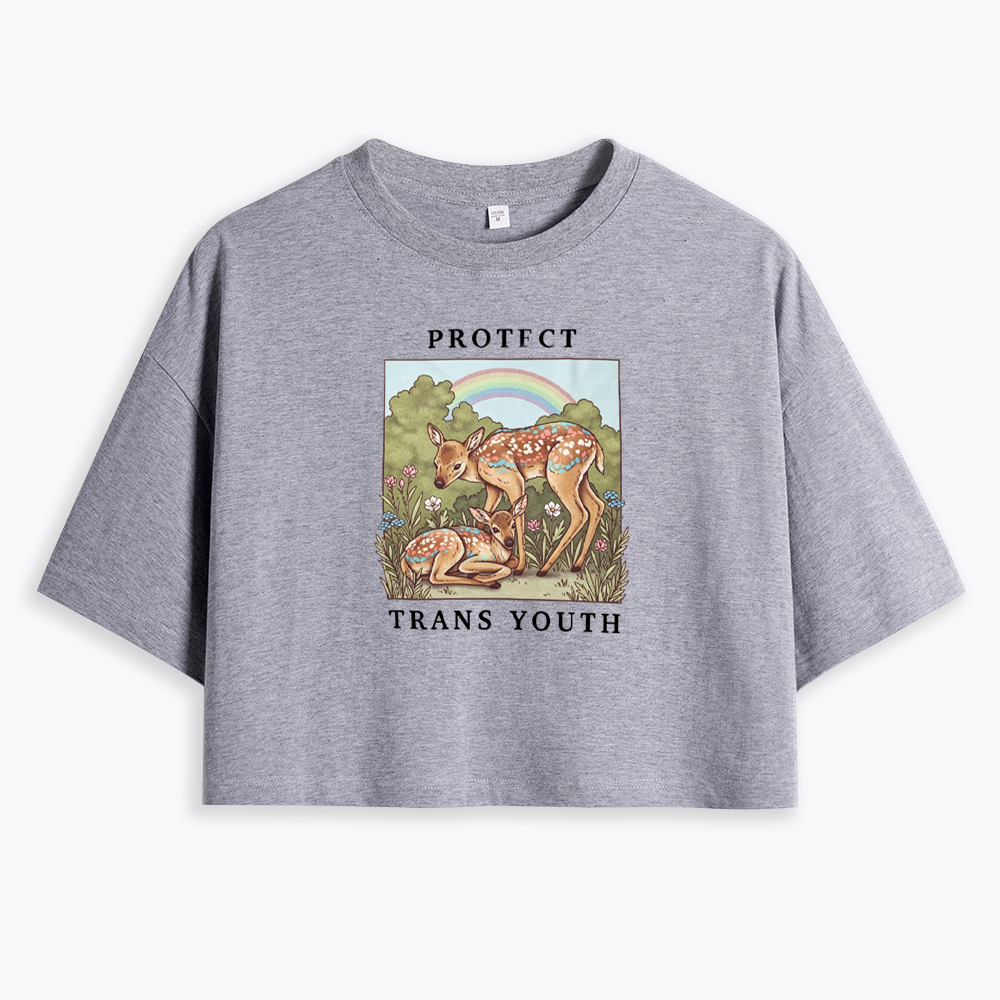 PROTECT TRANS YOUTH Queer LGBTQ Cropped T-Shirt