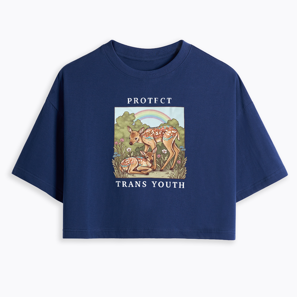 PROTECT TRANS YOUTH Queer LGBTQ Cropped T-Shirt