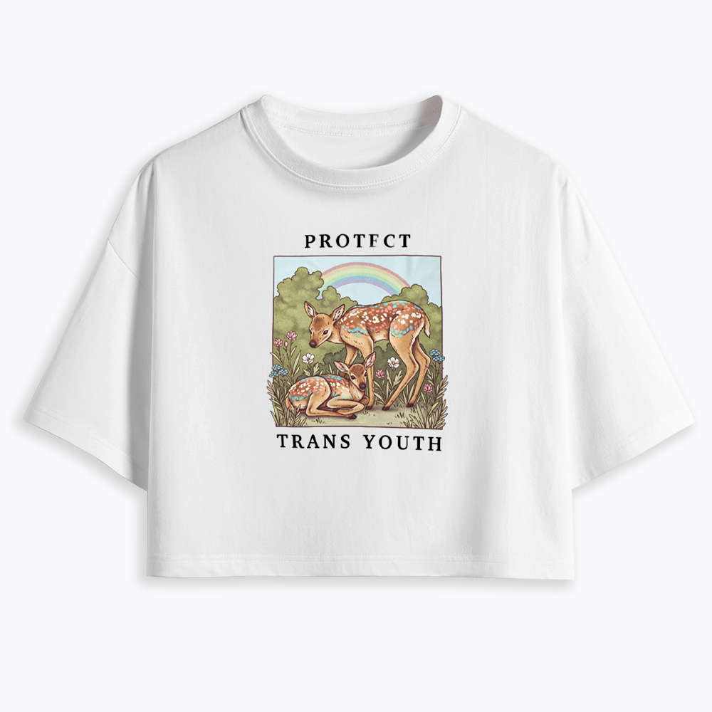 PROTECT TRANS YOUTH Queer LGBTQ Cropped T-Shirt