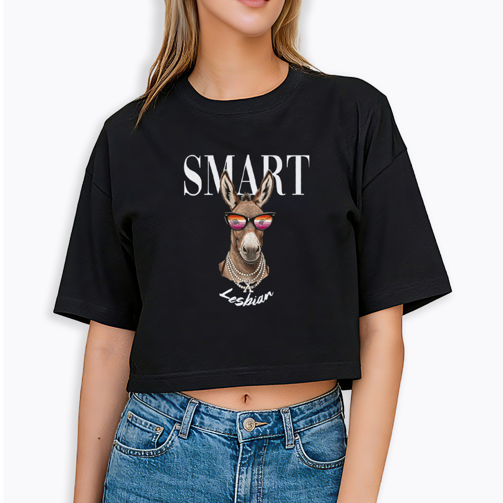 Smart Ass Lesbian Donkey Cropped T-Shirt