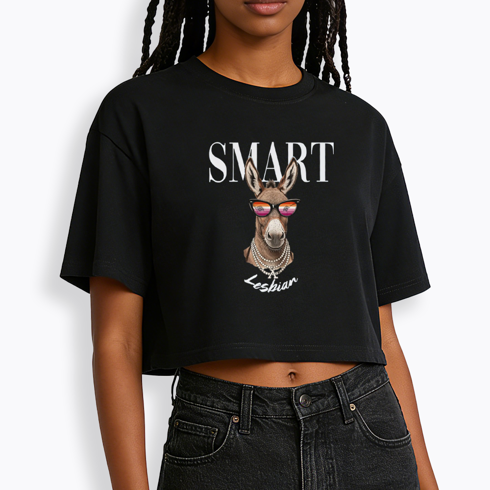 Smart Ass Lesbian Donkey Cropped T-Shirt