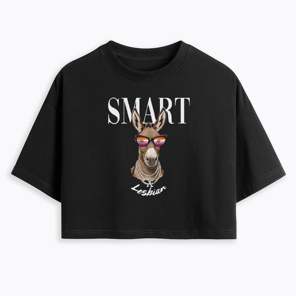 Smart Ass Lesbian Donkey Cropped T-Shirt