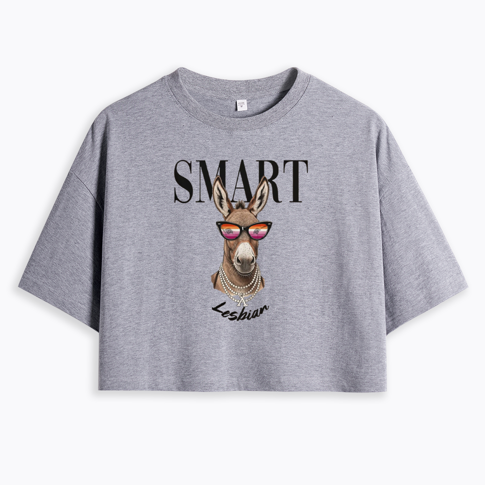 Smart Ass Lesbian Donkey Cropped T-Shirt