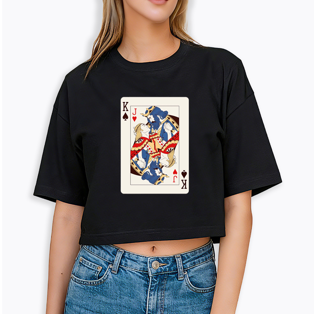 Deck Of Cards King Jack Cropped T-Shirt