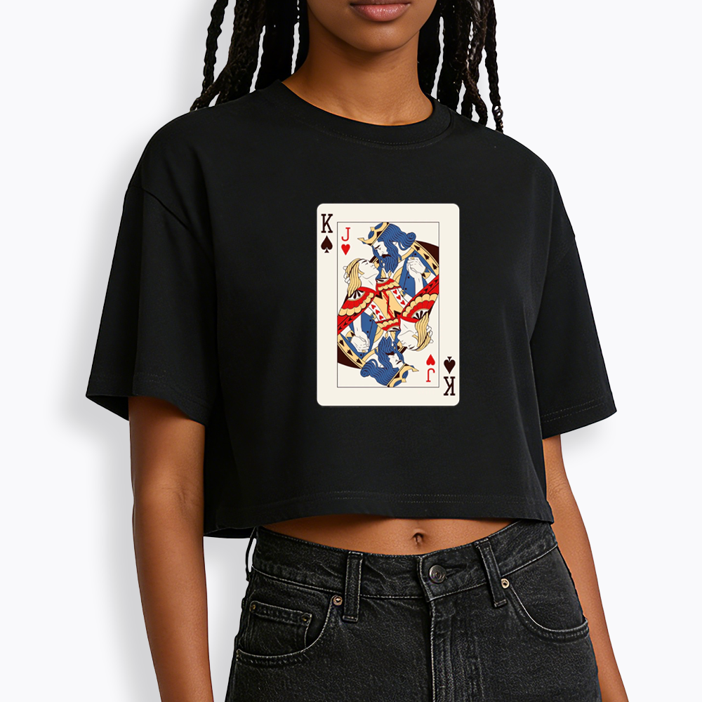 Deck Of Cards King Jack Cropped T-Shirt