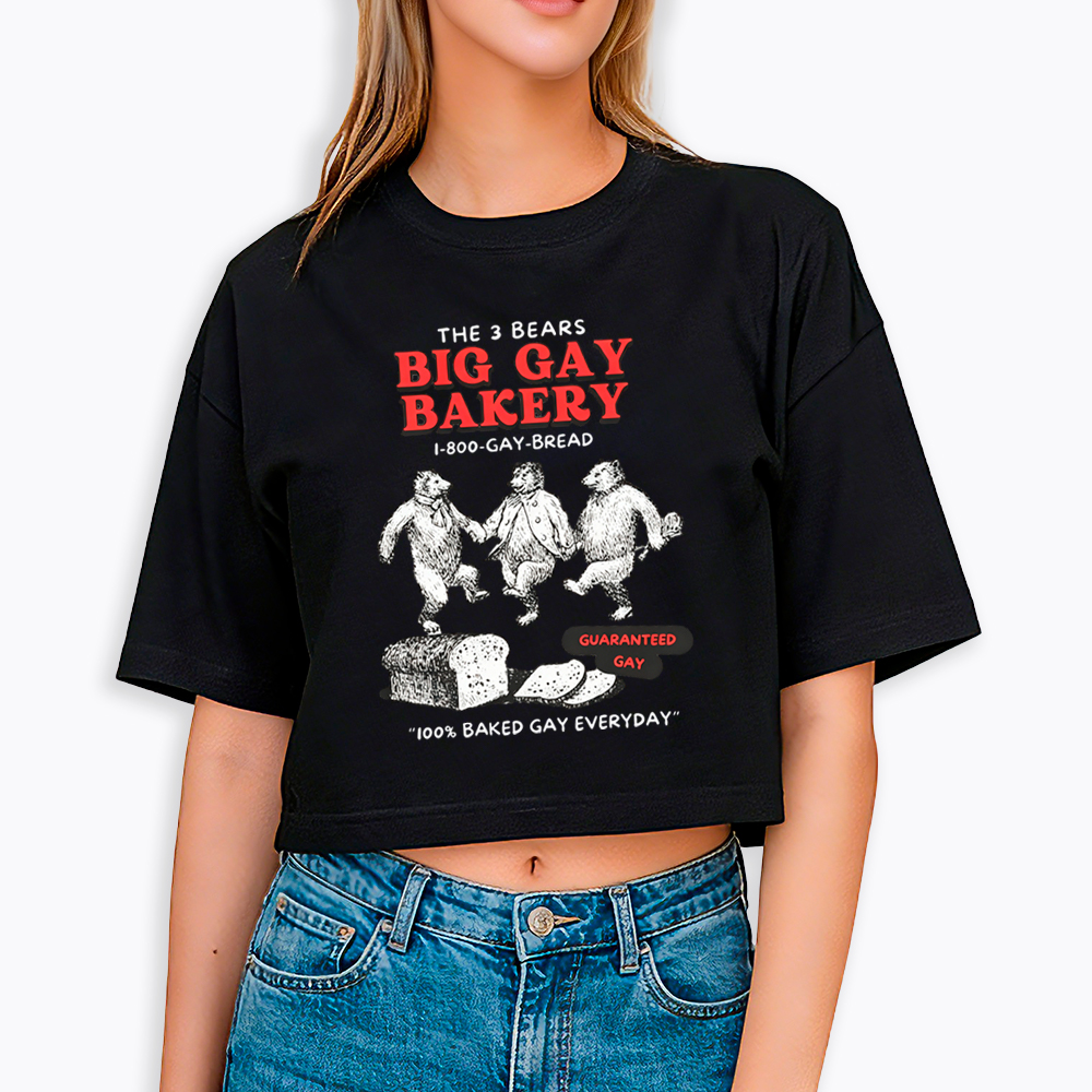 3 Bears Big Gay Bakery Cropped T-Shirt