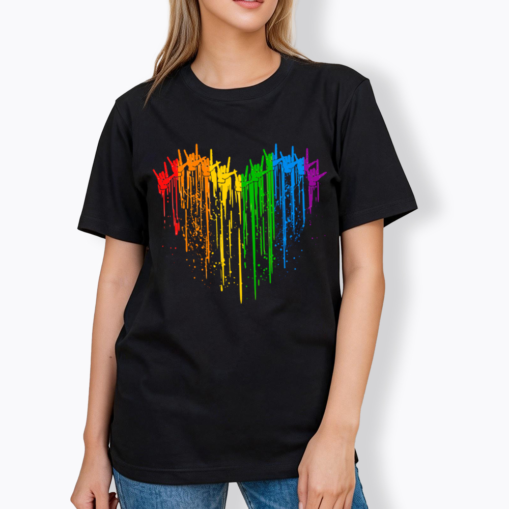 I Love You Hand Sign Rainbow Heart Classic T-Shirt