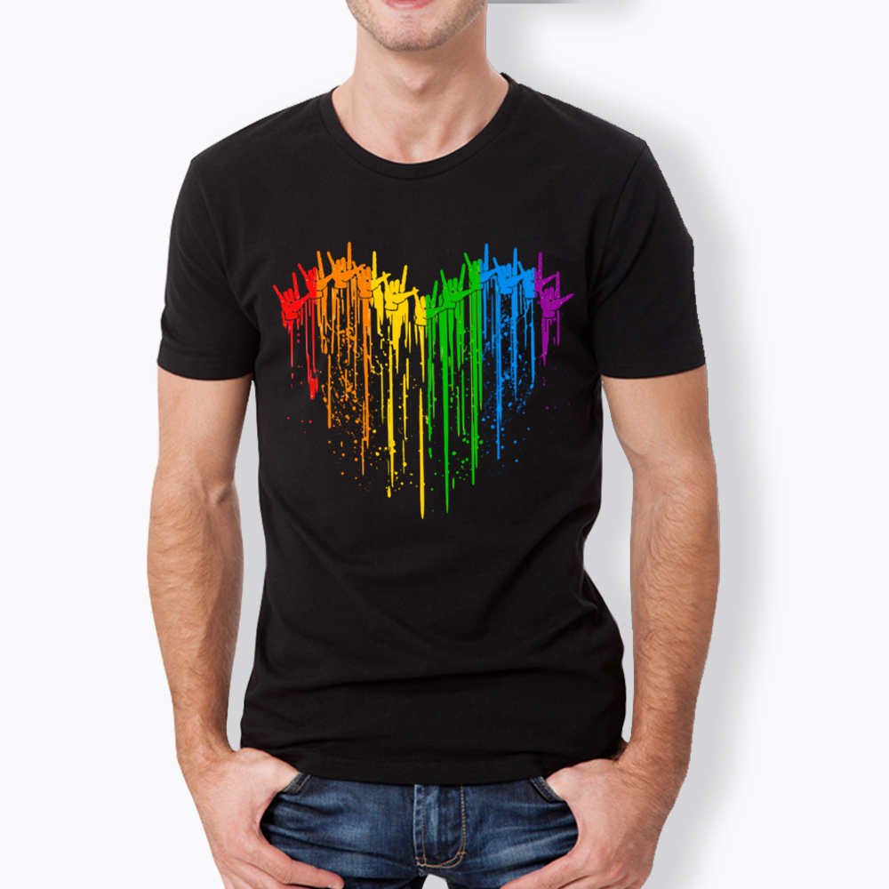 I Love You Hand Sign Rainbow Heart Classic T-Shirt