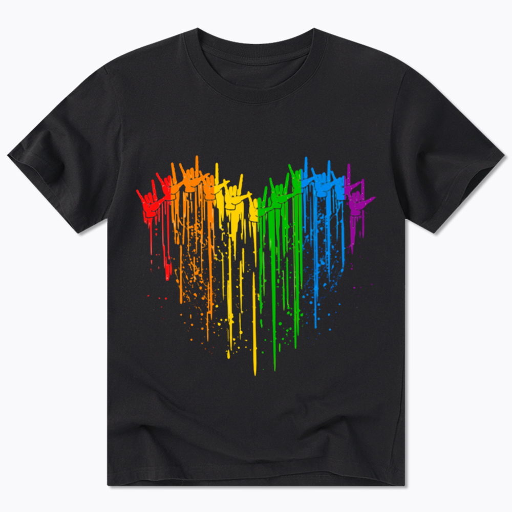 I Love You Hand Sign Rainbow Heart Classic T-Shirt