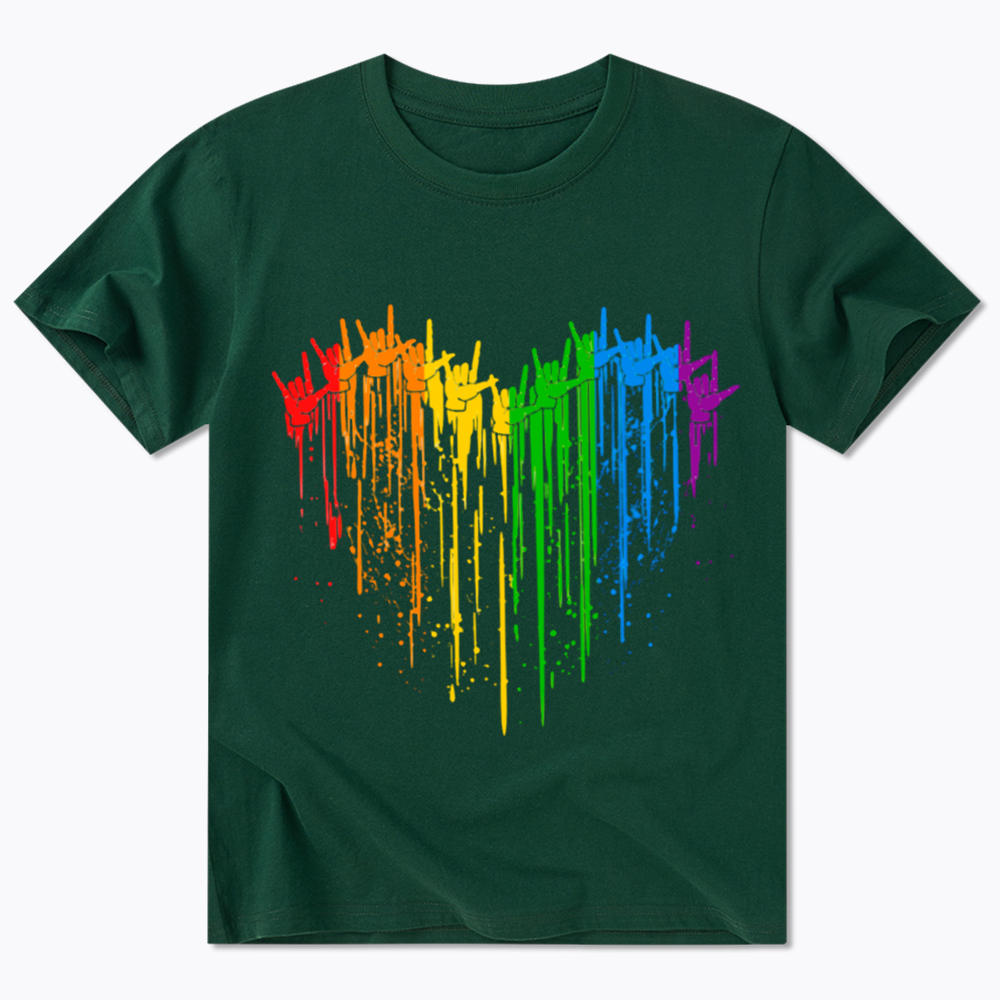 I Love You Hand Sign Rainbow Heart Classic T-Shirt