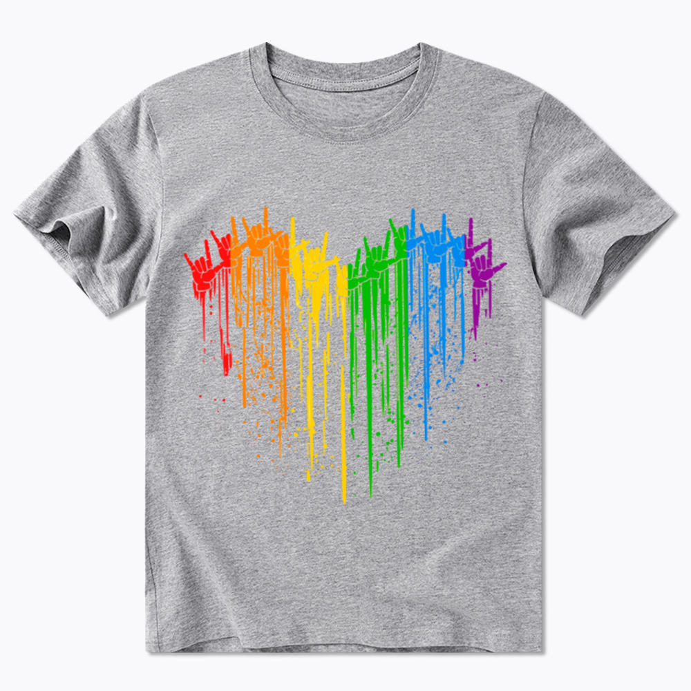 I Love You Hand Sign Rainbow Heart Classic T-Shirt