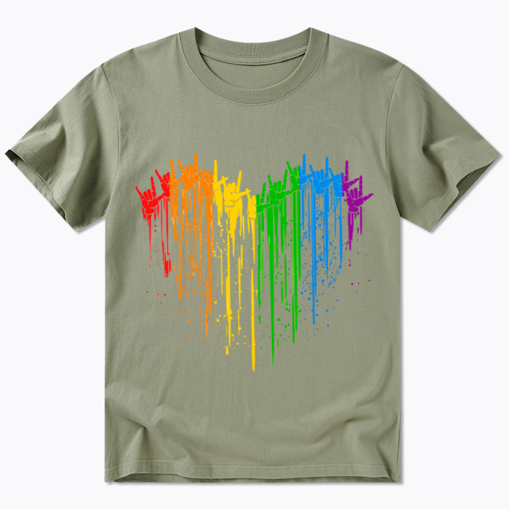 I Love You Hand Sign Rainbow Heart Classic T-Shirt