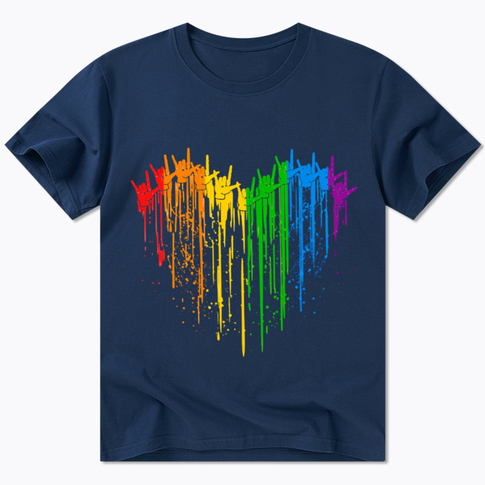 I Love You Hand Sign Rainbow Heart Classic T-Shirt