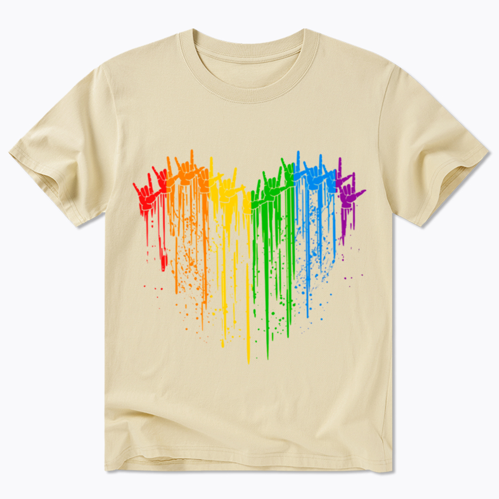 I Love You Hand Sign Rainbow Heart Classic T-Shirt