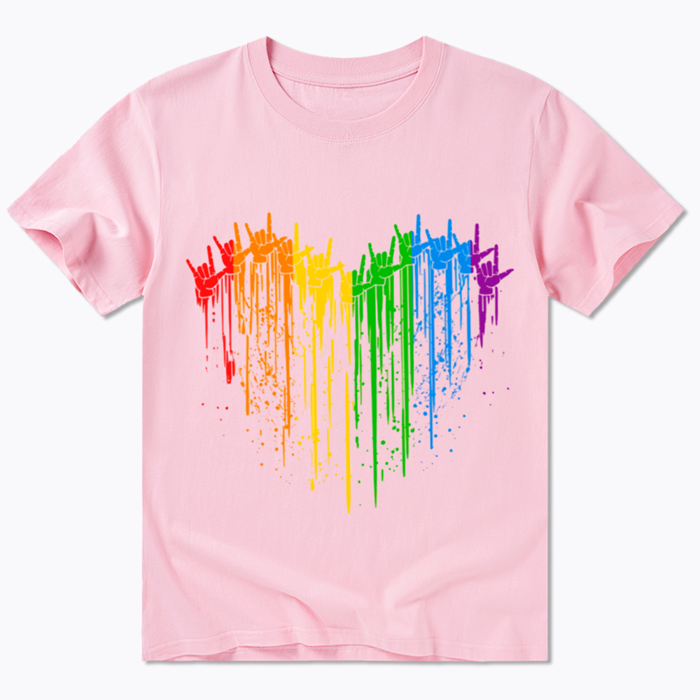 I Love You Hand Sign Rainbow Heart Classic T-Shirt