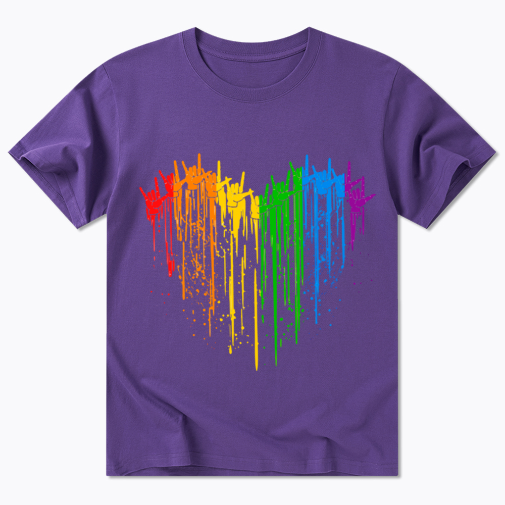 I Love You Hand Sign Rainbow Heart Classic T-Shirt