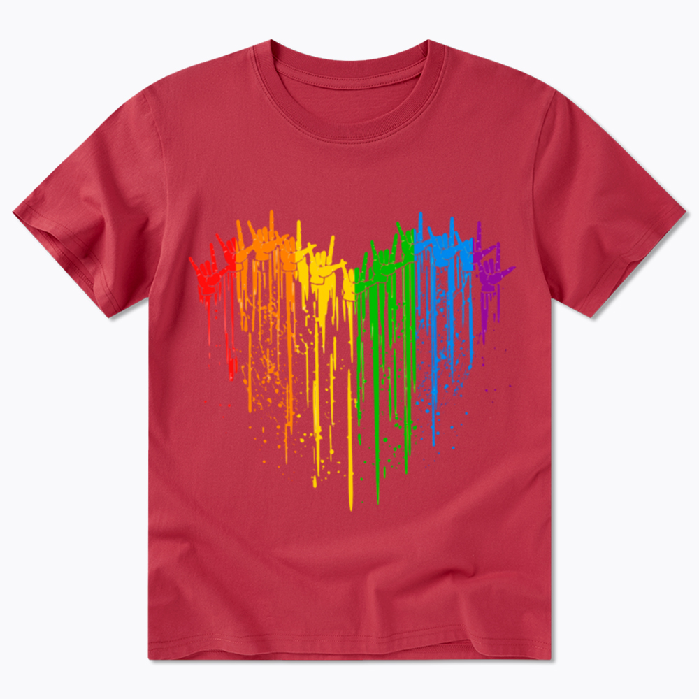 I Love You Hand Sign Rainbow Heart Classic T-Shirt