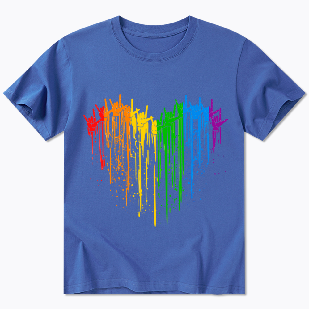 I Love You Hand Sign Rainbow Heart Classic T-Shirt