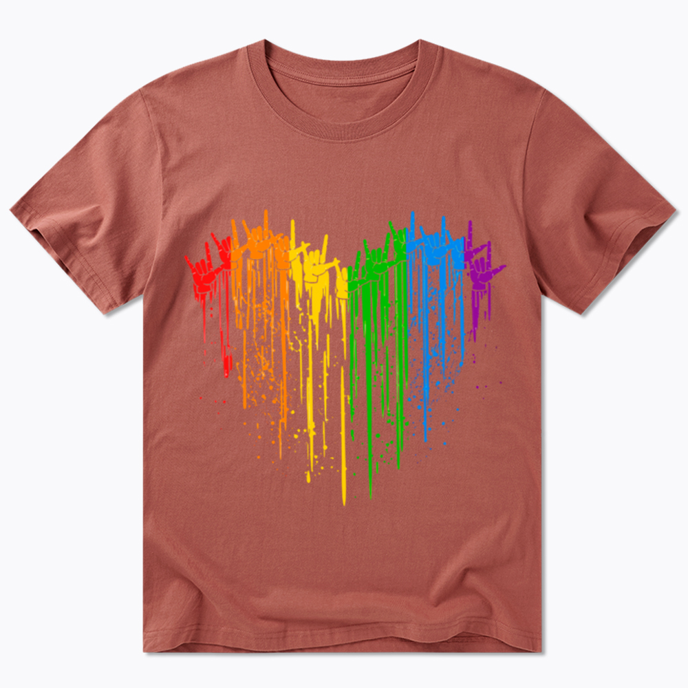 I Love You Hand Sign Rainbow Heart Classic T-Shirt