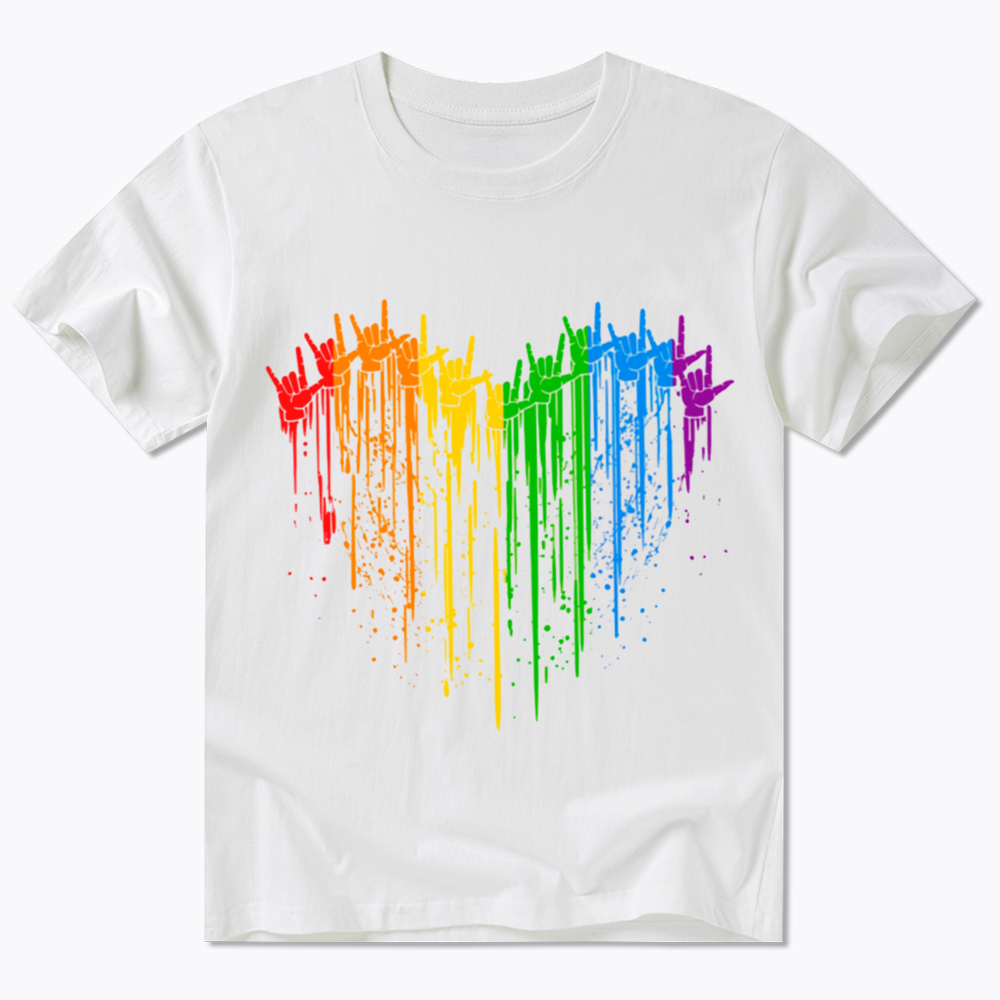 I Love You Hand Sign Rainbow Heart Classic T-Shirt