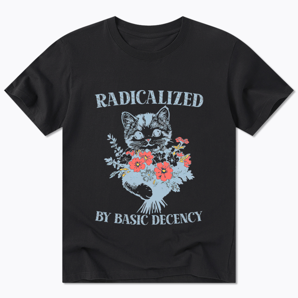 Radicalized By Basic Decency Cat Floral Feminist Classic T-Shirt