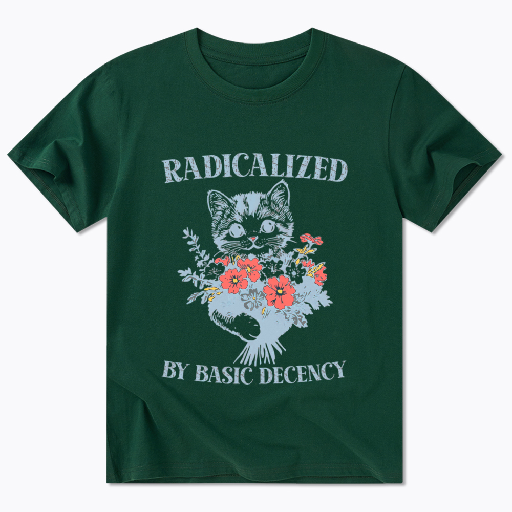 Radicalized By Basic Decency Cat Floral Feminist Classic T-Shirt