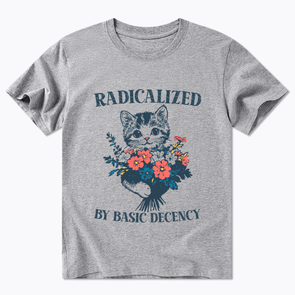 Radicalized By Basic Decency Cat Floral Feminist Classic T-Shirt