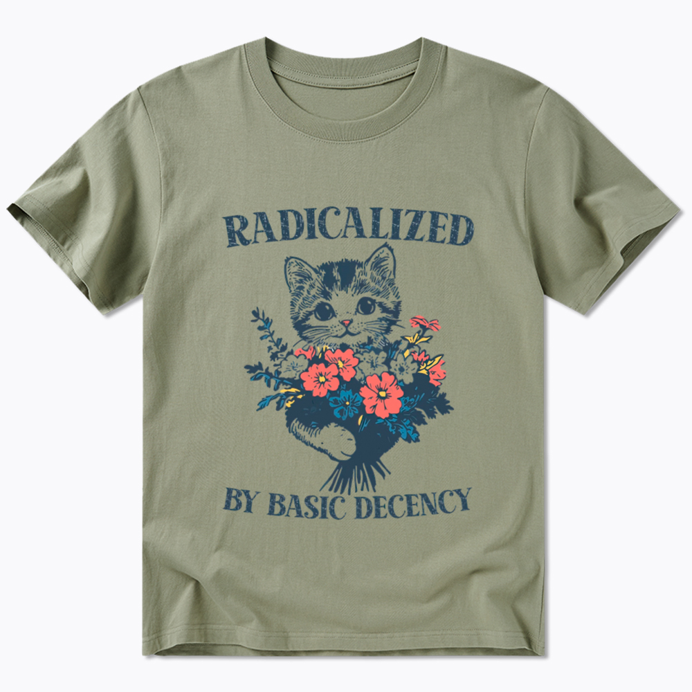 Radicalized By Basic Decency Cat Floral Feminist Classic T-Shirt
