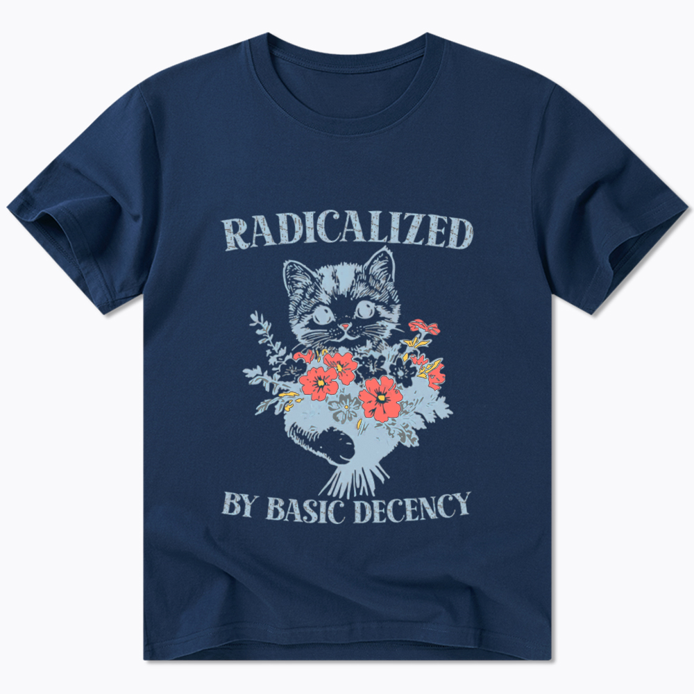 Radicalized By Basic Decency Cat Floral Feminist Classic T-Shirt