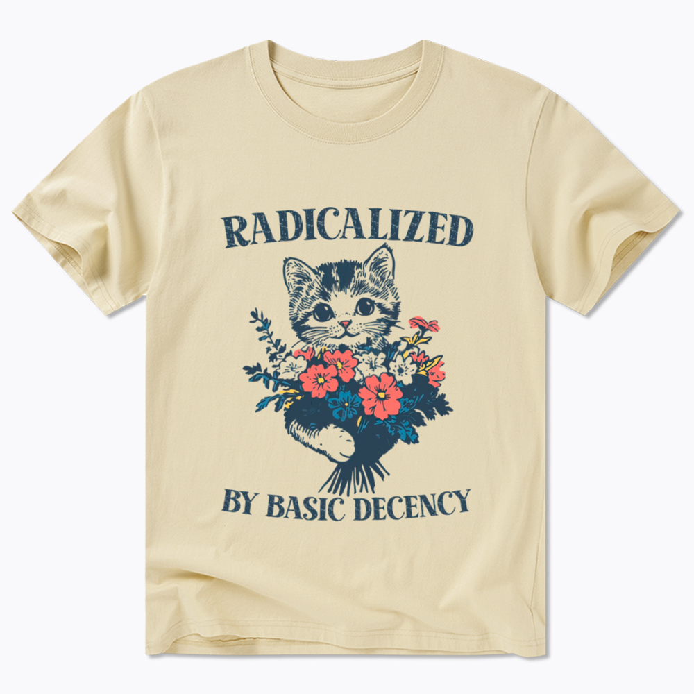 Radicalized By Basic Decency Cat Floral Feminist Classic T-Shirt