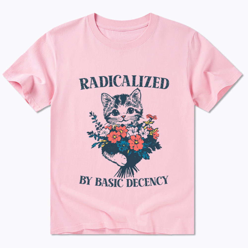 Radicalized By Basic Decency Cat Floral Feminist Classic T-Shirt