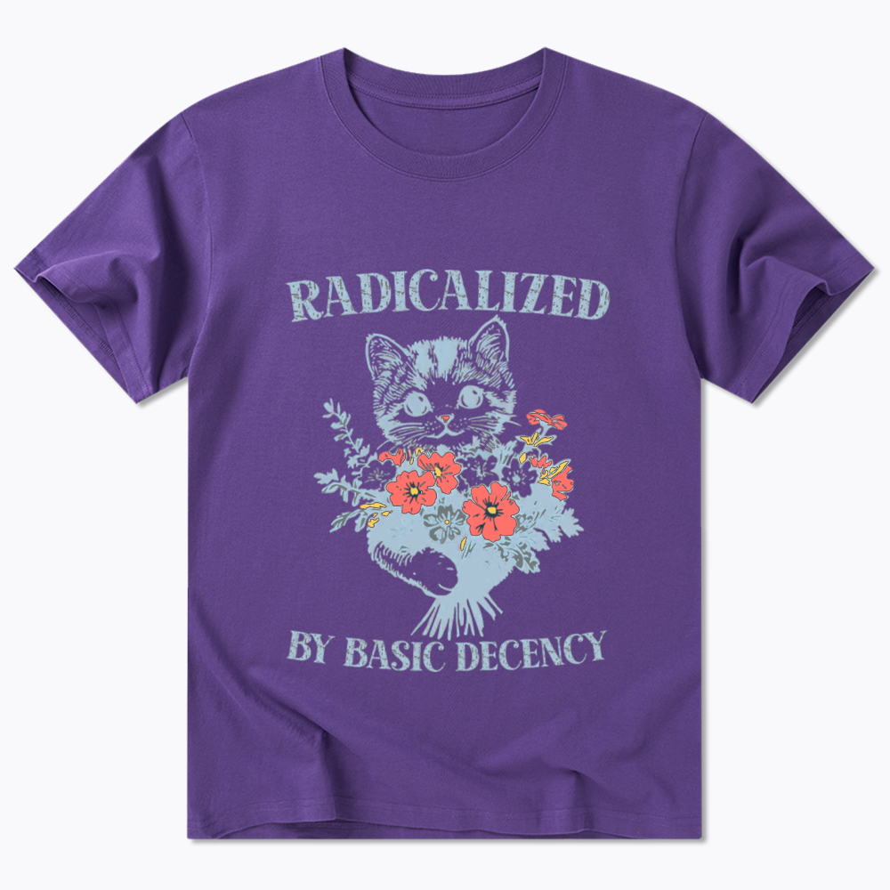 Radicalized By Basic Decency Cat Floral Feminist Classic T-Shirt