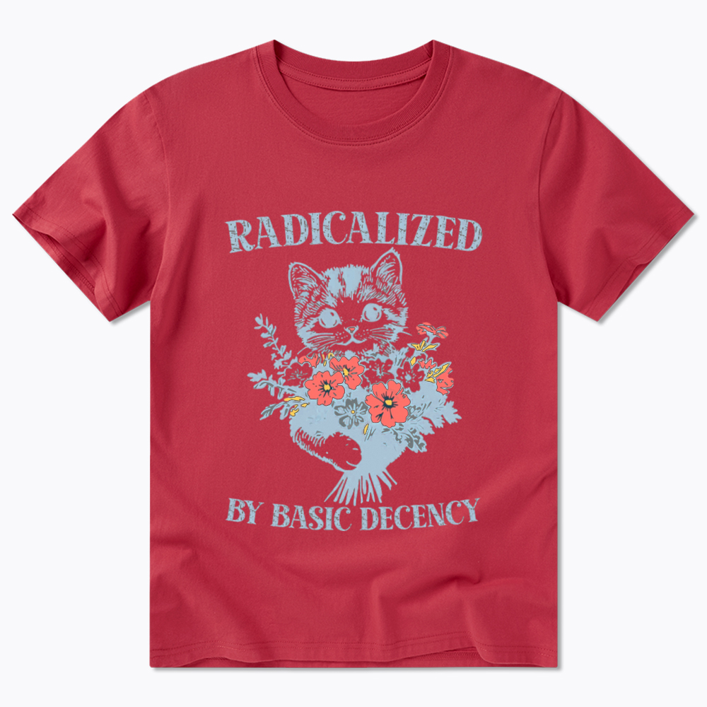 Radicalized By Basic Decency Cat Floral Feminist Classic T-Shirt