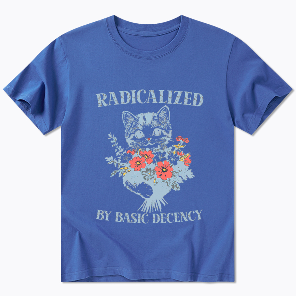 Radicalized By Basic Decency Cat Floral Feminist Classic T-Shirt
