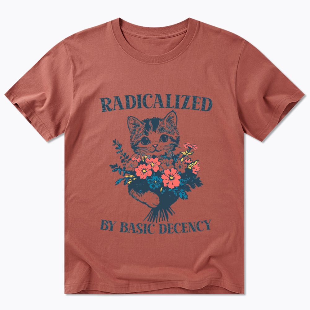 Radicalized By Basic Decency Cat Floral Feminist Classic T-Shirt
