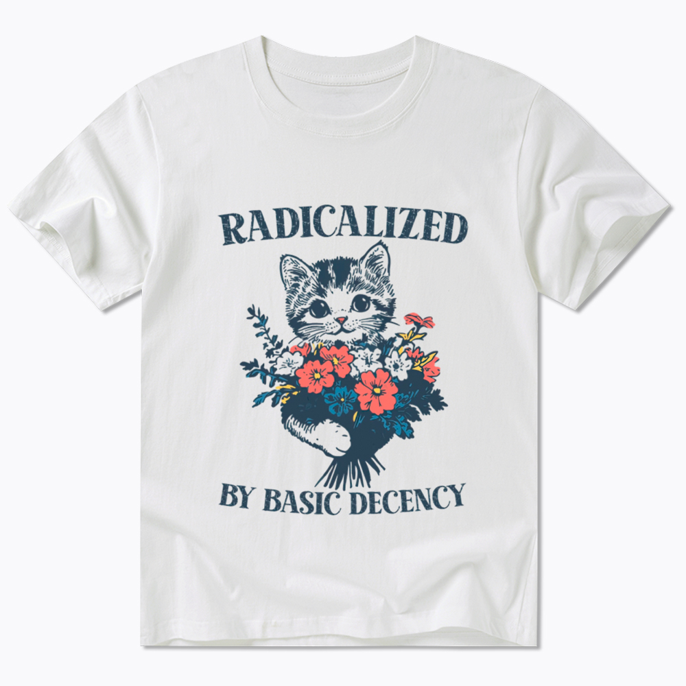 Radicalized By Basic Decency Cat Floral Feminist Classic T-Shirt