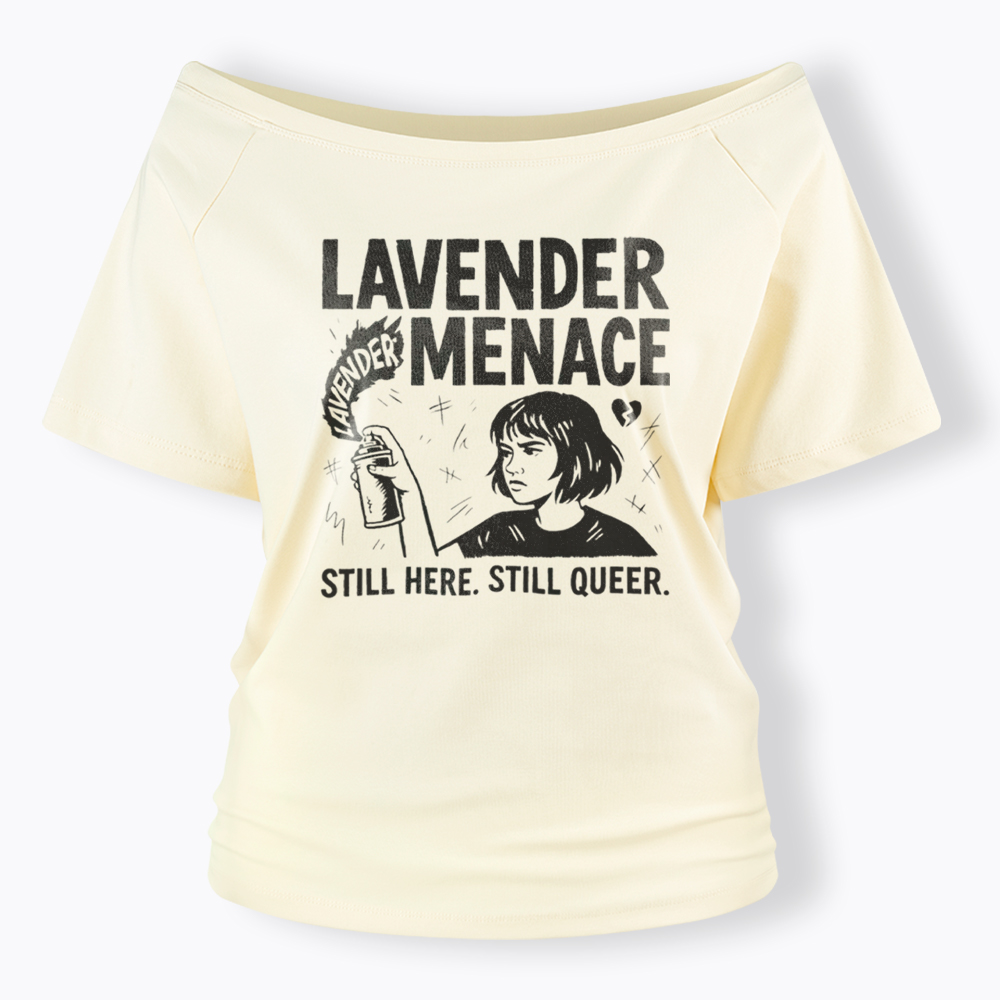 Lavender Menace Sapphic Off Shoulder T-Shirt