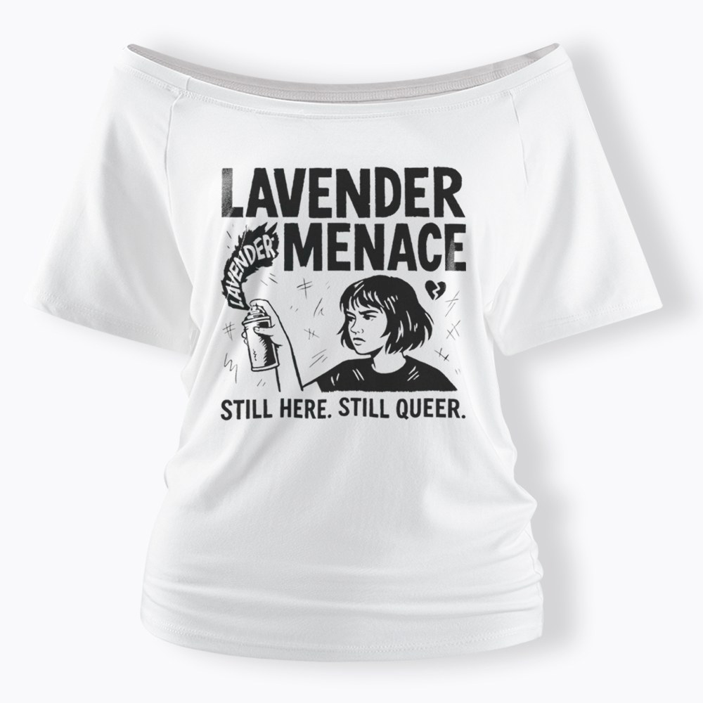 Lavender Menace Sapphic Off Shoulder T-Shirt