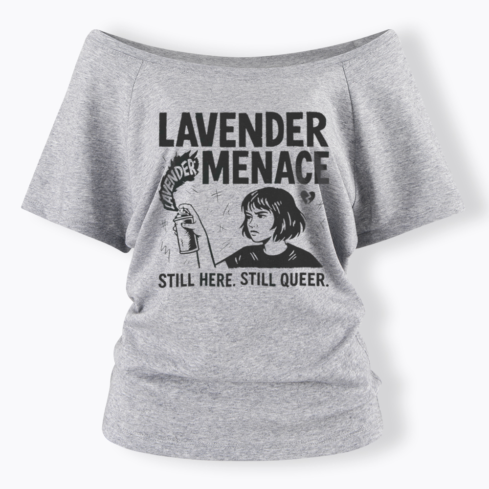 Lavender Menace Sapphic Off Shoulder T-Shirt