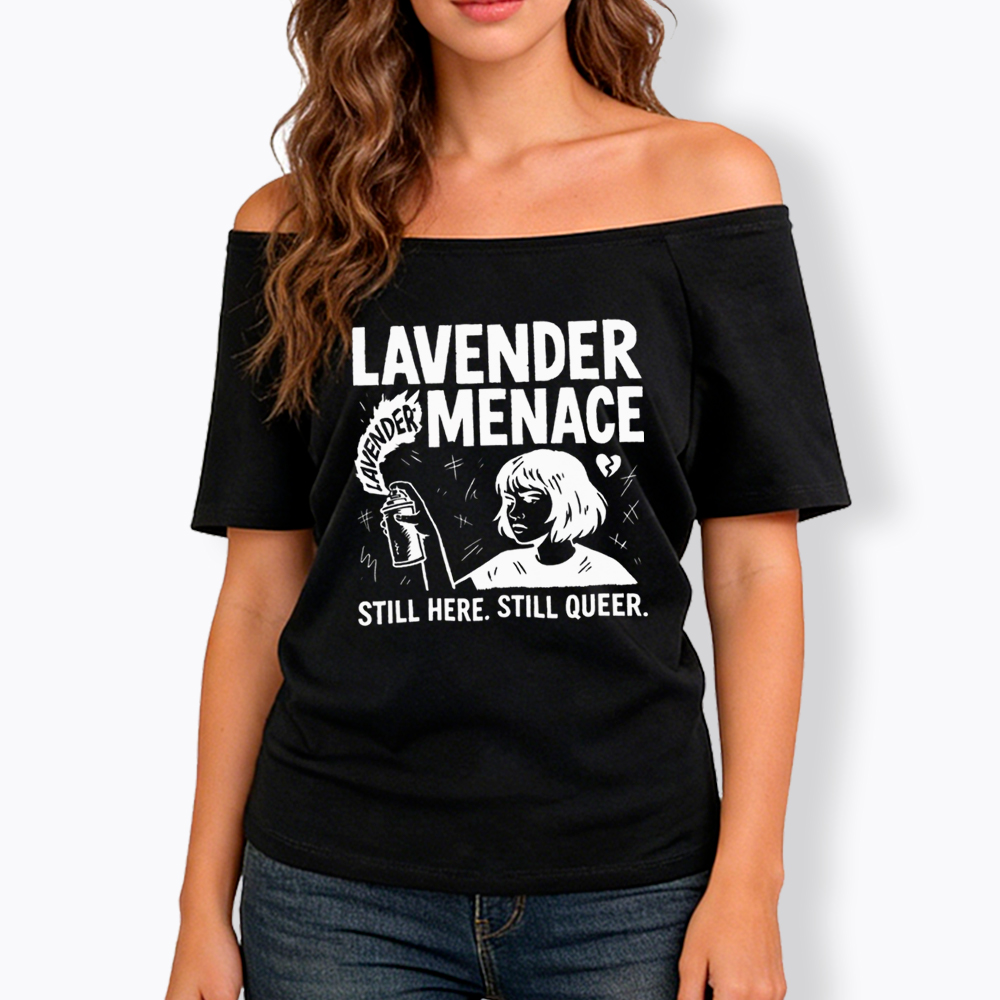 Lavender Menace Sapphic Off Shoulder T-Shirt