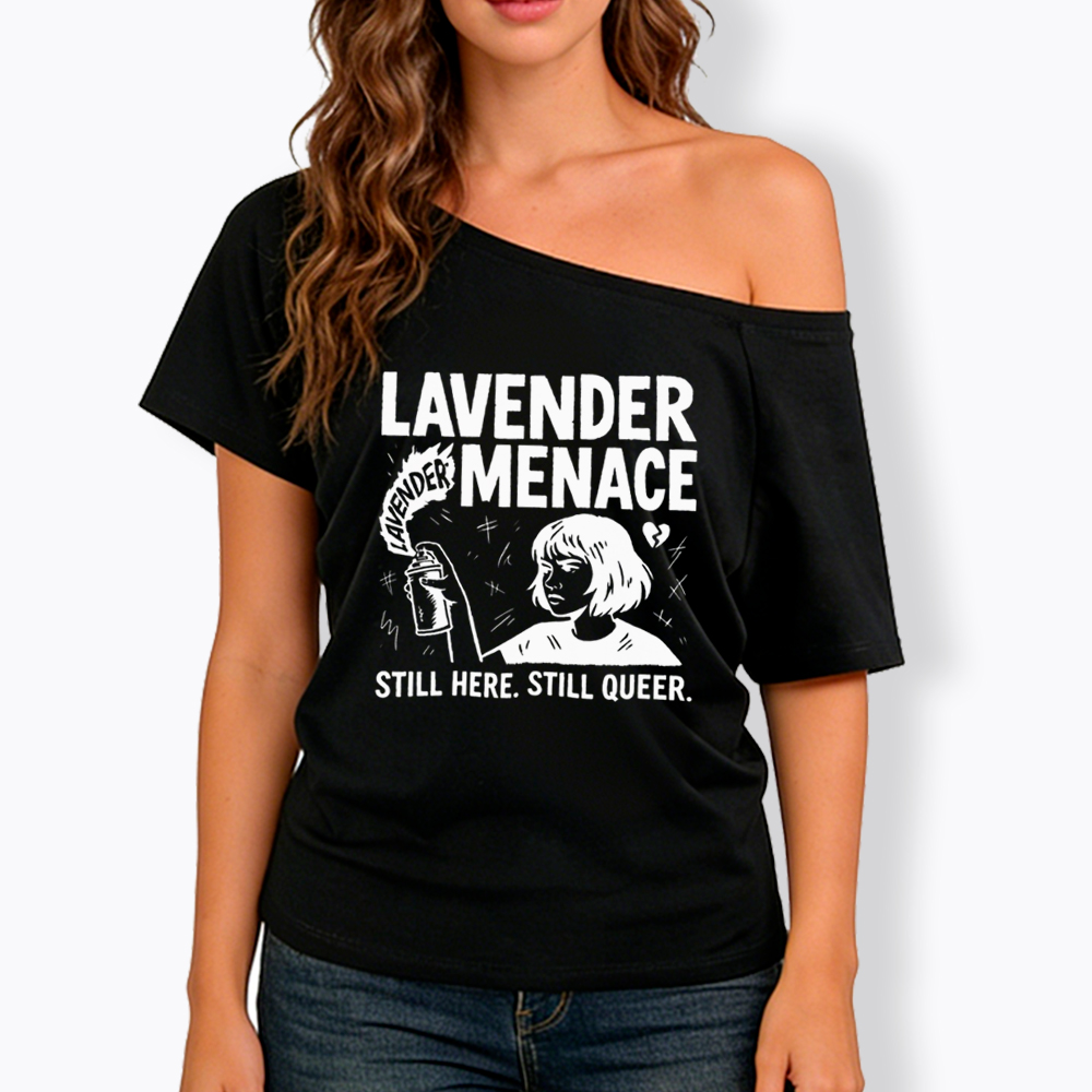 Lavender Menace Sapphic Off Shoulder T-Shirt